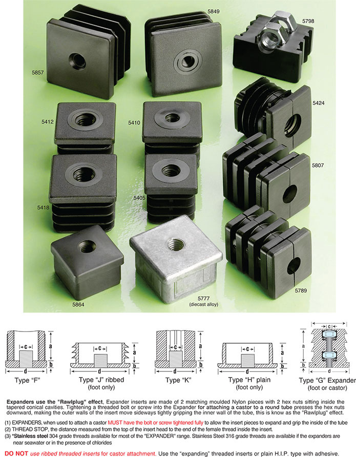 square tube inserts ribbed