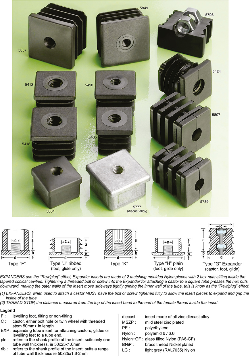 square tube inserts ribbed